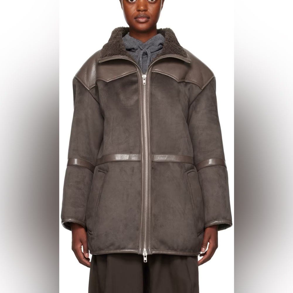 New STAND Studio Grey Faux Shearling Jacket